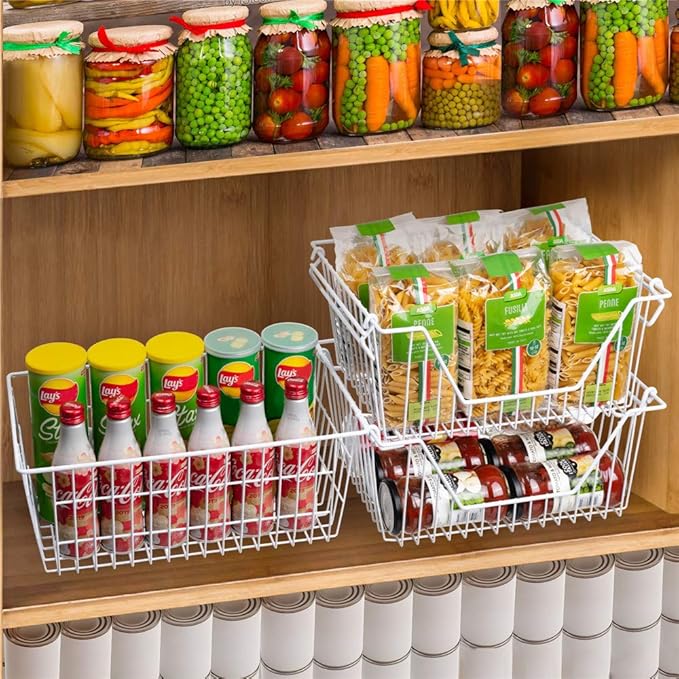 SANNO Freezer Baskets Wire Storage Baskets Closet Storage Baskets Bins - Image 4