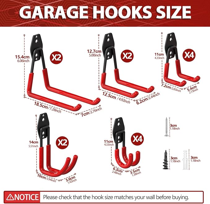 3-H Garage Wall Hooks 45 Pack, Garage Hooks Heavy Duty - Image 3
