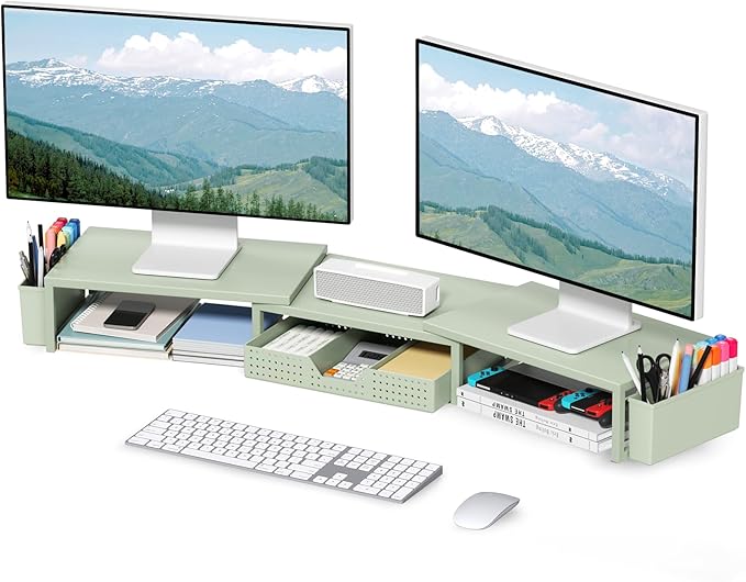 OPNICE Desk Organizers and Accessories, Dual Monitor Stand Riser by OPNICE
