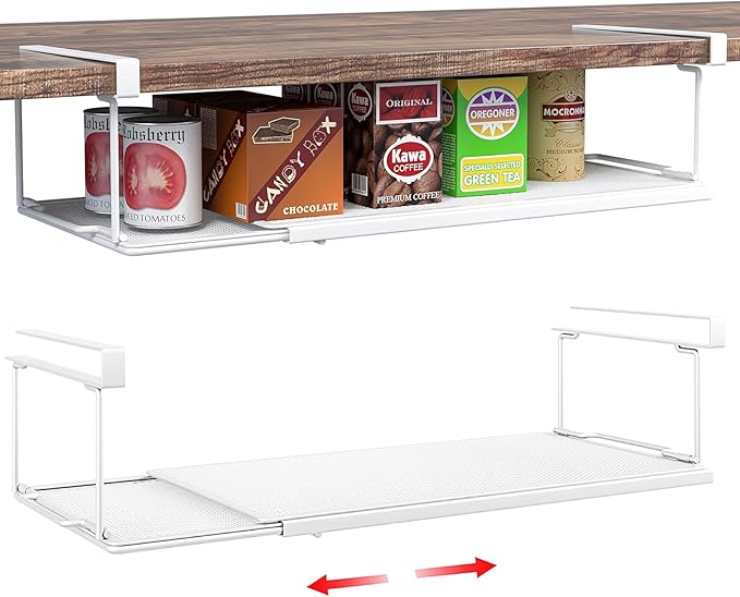 Expandable Under Cabinet Shelf, Extendable Under Shelf Storage by SHINEWON