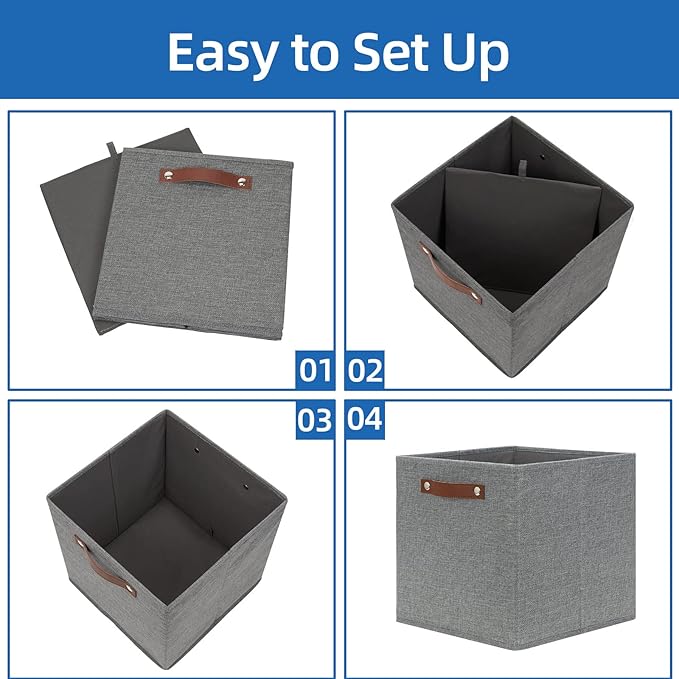 Temary 12x12 Storage Cube Bins 4 Pack Fabric Storage Cubes Storage Bins - Image 7