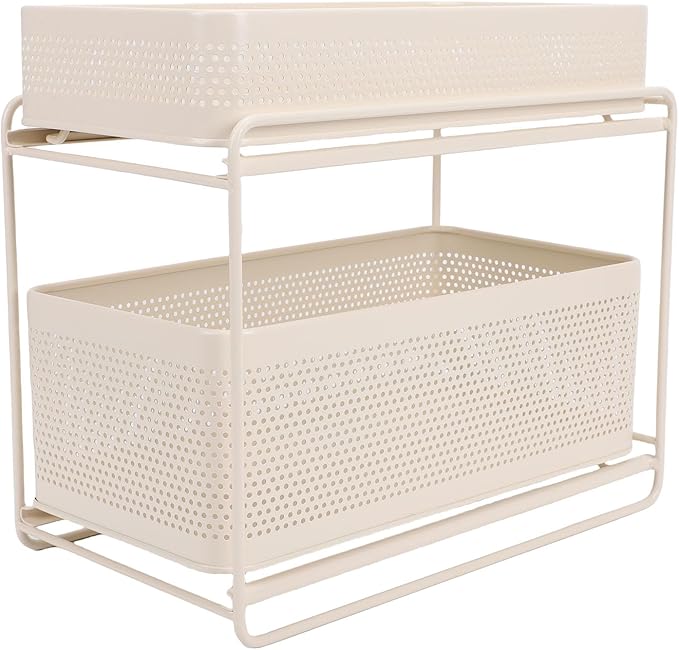Slide Out Under Sink Organizer, 2 Tier Steel Sink Shelf Cabinet Storage by Yechiry
