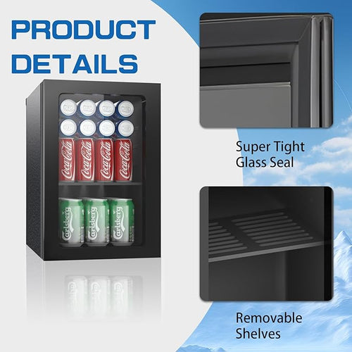 0.9 Cubic Feet Mini Fridge, 24 Can Freestanding Beverage Refrigerator - Image 2