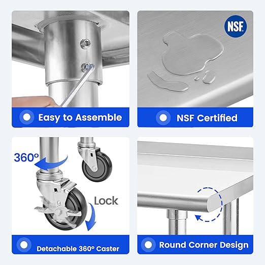 Hally Stainless Steel Table for Prep & Work 24 x 60 Inches - Image 5