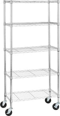 Amazon Basics 5-Shelf Adjustable, Heavy Duty Storage Shelving Unit on 4'' Wheel by AmazonBasics