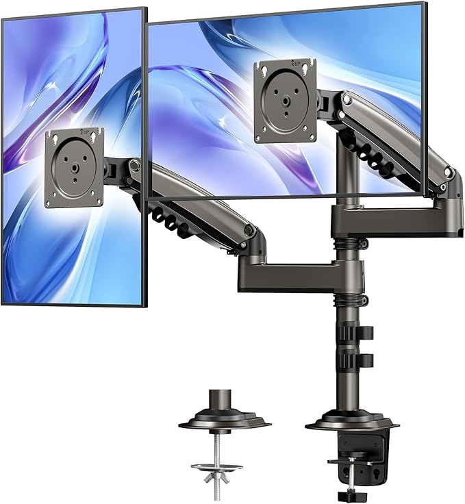 HUANUO 17-32 Inch Dual Monitor Stand, Gas Spring Dual Monitor Mount, Monitor by HUANUO