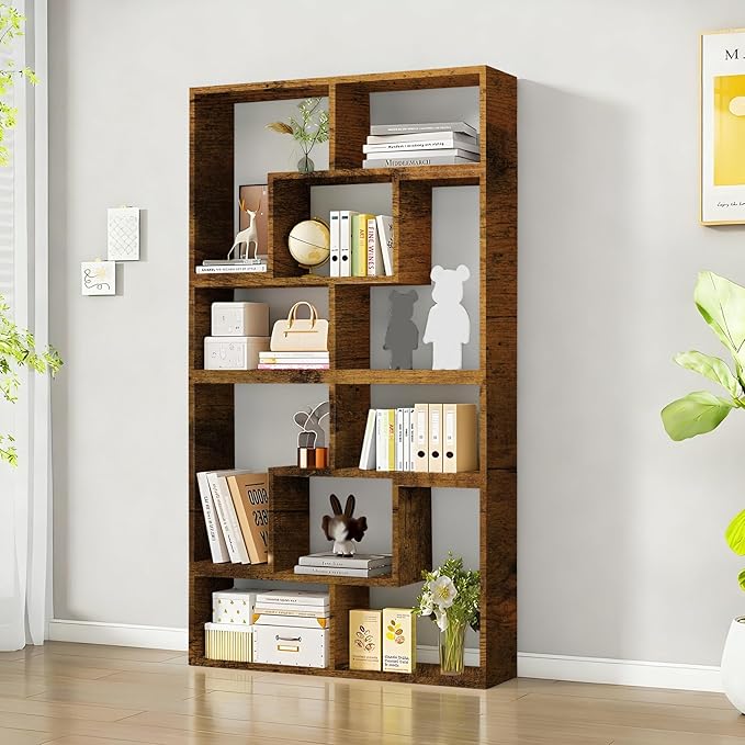 Expandable Bookcase with Adjustable Width, Wooden Room Divider Bookshelf by Unknown