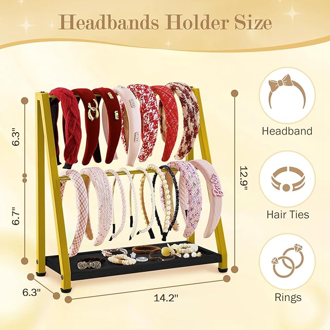 Headband Holder Organizer Metal 2-Tier Display Stand - Image 4