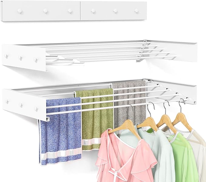 Wall Mounted Drying Rack for Laundry 40'', Folding Drying Rack Clothing Wall by BAKON