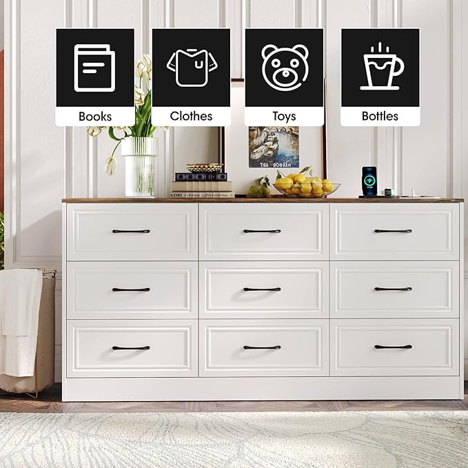 Fameill Dresser for Bedroom, 9 Drawer Wide Dresser Organizer - Image 6