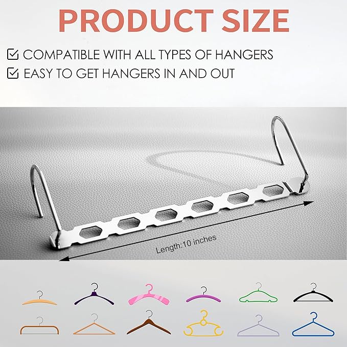 Space Saving Hangers for Clothes, 10 Pack Hanger Organizer Space Saver - Image 6