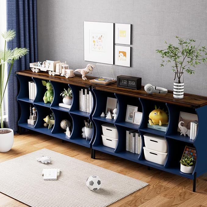 8 Cube Storage Shelf Organizer, Low Book Shelf Bookcase Entryway Table - Image 6