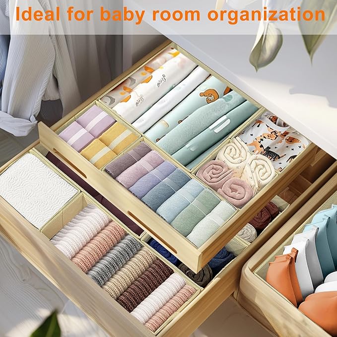 Clothes Organizer, Storage Drawer, 12 Piece Fabric Drawer Organizer Foldable - Image 4