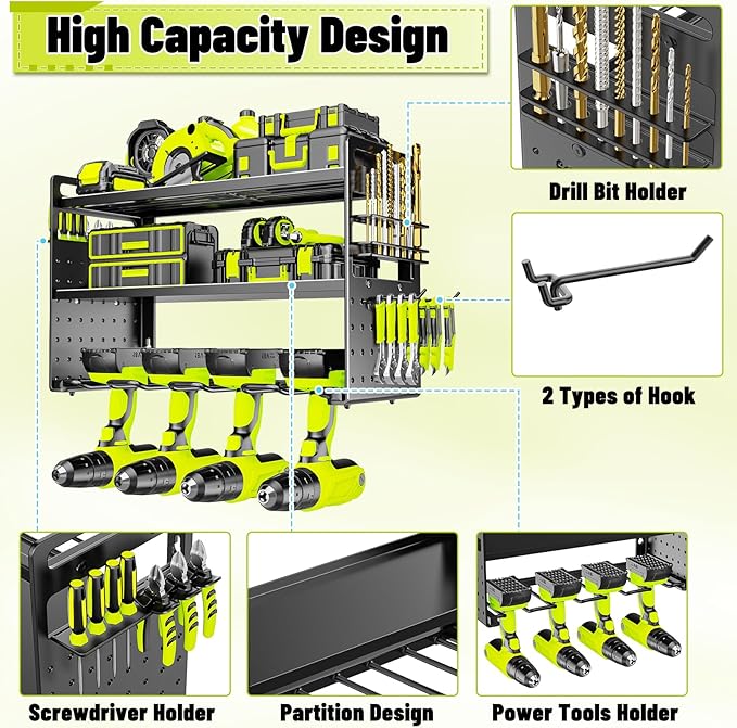 Power Tool Organizer Wall Mount, Drill Holder tool storage - Image 3