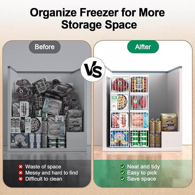Freezer Organizer Bins, 2 Pack Stackable Deep Chest Freezer Organizer Bins - Image 6