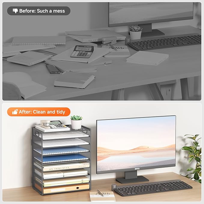SUBEKYU 9 Tier Paper Organizer for Desk - Image 2