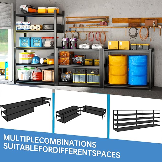 Storage Shelves, Garage Metal Shelving Unit, Adjustable, Double-Layer Column - Image 3