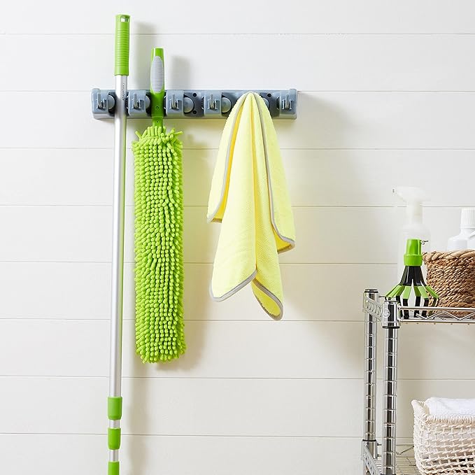 Amazon Basics Rectangular Heavy Duty, Wall Mount Storage Broom, Mop Holder or - Image 5