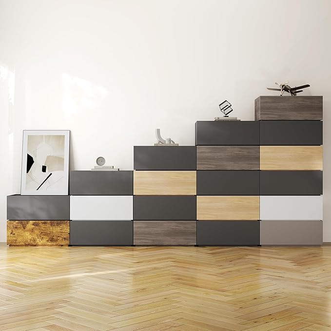 Modern Nightstand Modular Stackable Drawers Modular Storage Bedroom Furniture - Image 7