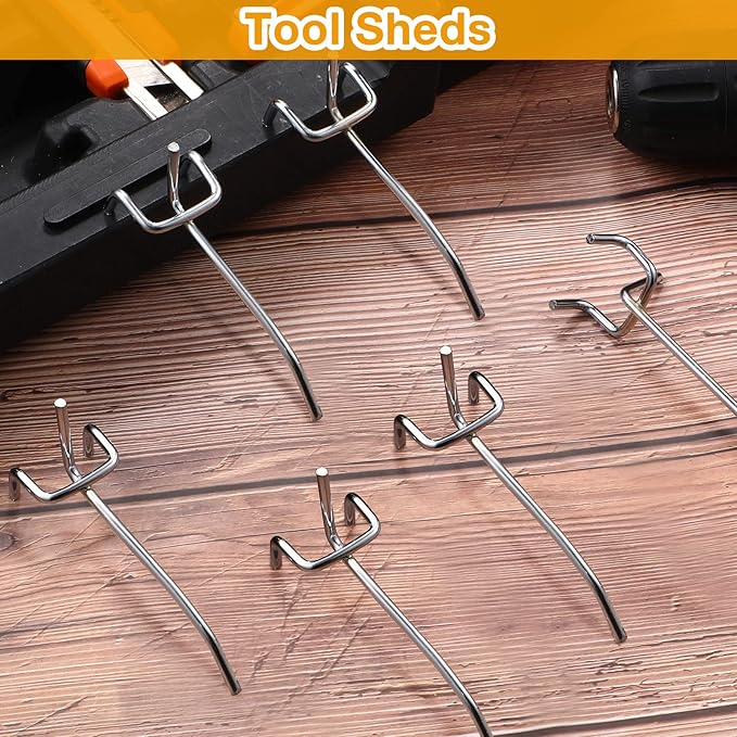 Funrous 100 Pack Peg Board Hooks Stainless Steel Pegboard Hooks Shelving - Image 7