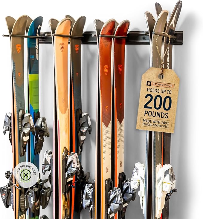 StoreYourBoard Ski Rack Wall Mount – Heavy-Duty Steel Ski Wall Mount Holds Up by StoreYourBoard