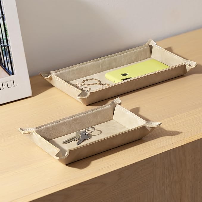 Navaris 2 x Empty Tray for Keys, Mobile Phones, Jewellery – Entrance Table for - Image 3