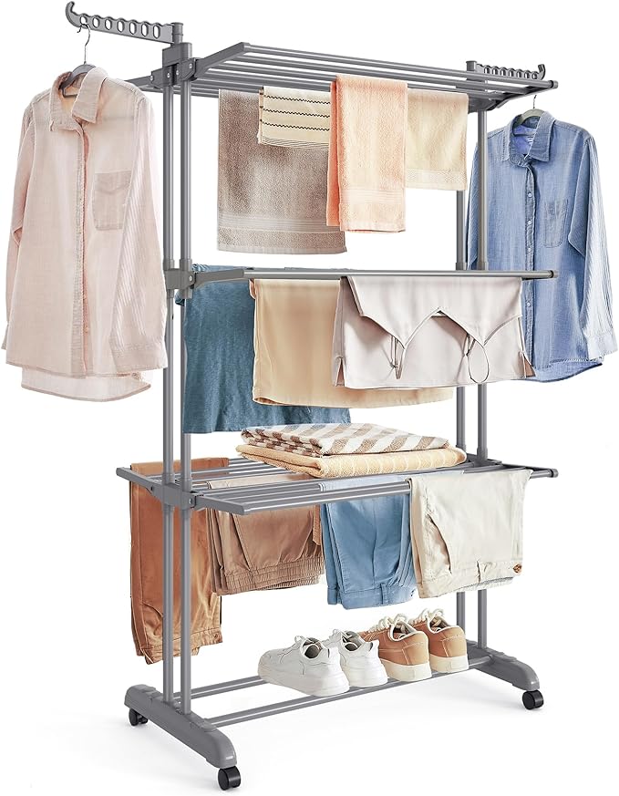 SONGMICS Clothes Drying Rack Stand 4-Tier, Foldable Laundry Drying Rack by SONGMICSbySONGMICSHOME
