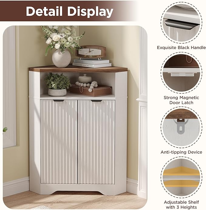 Vabches Corner Cabinet, Corner Bathroom Cabinet - Image 6