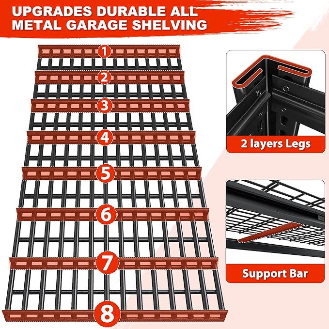 REIBII 78" H Garage Shelving, 5 Tier Storage Shelves Heavy Duty, 3000LBS - Image 4