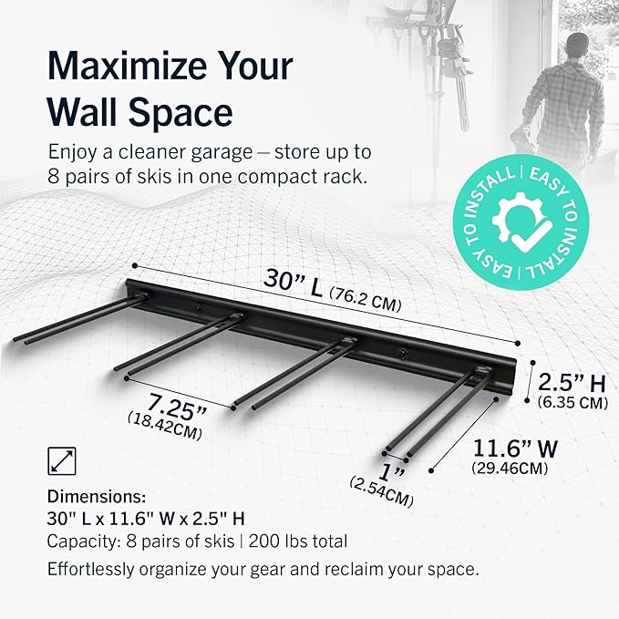StoreYourBoard Ski Rack Wall Mount – Heavy-Duty Steel Ski Wall Mount Holds Up - Image 3