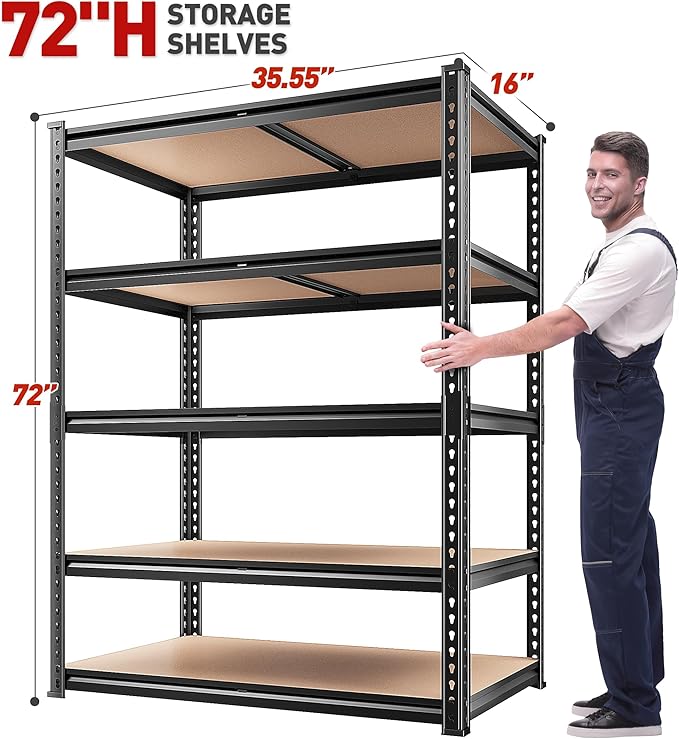 REIBII 2020LBS Storage Shelves 5 Tier Garage Shelving Heavy Duty, Adjustable - Image 9