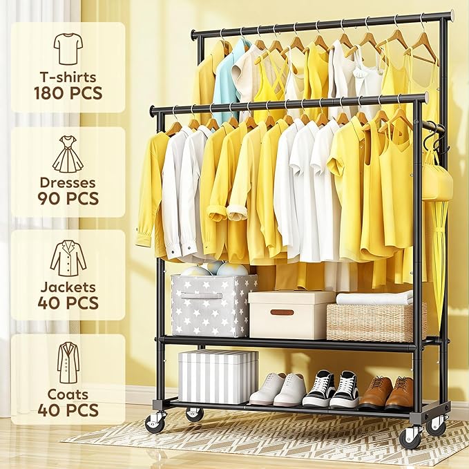 Double Rod Clothing Rack Heavy Duty - Image 4