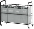 Tajsoon 4 Bag Laundry Sorter Cart, 4 Section Laundry Hamper Sorter by Tajsoon
