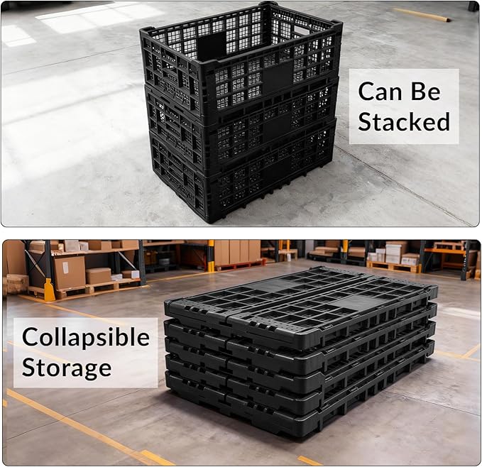 Collapsible Storage Crates, 52 Liter Heavy Duty Foldable Plastic Crates - Image 7
