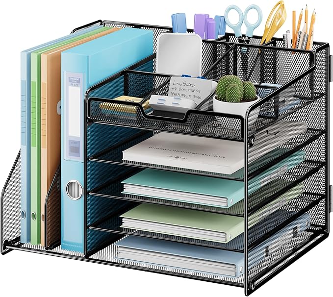 Lavatino Desk Organizer, 5-Tier Metal Mesh Paper Letter Tray by Lavatino
