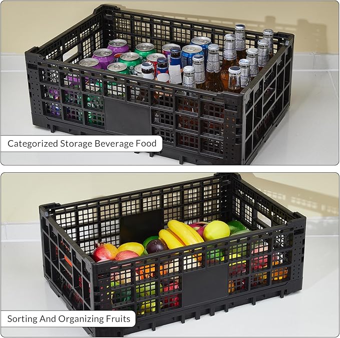 Collapsible Storage Crates, 52 Liter Heavy Duty Foldable Plastic Crates - Image 4