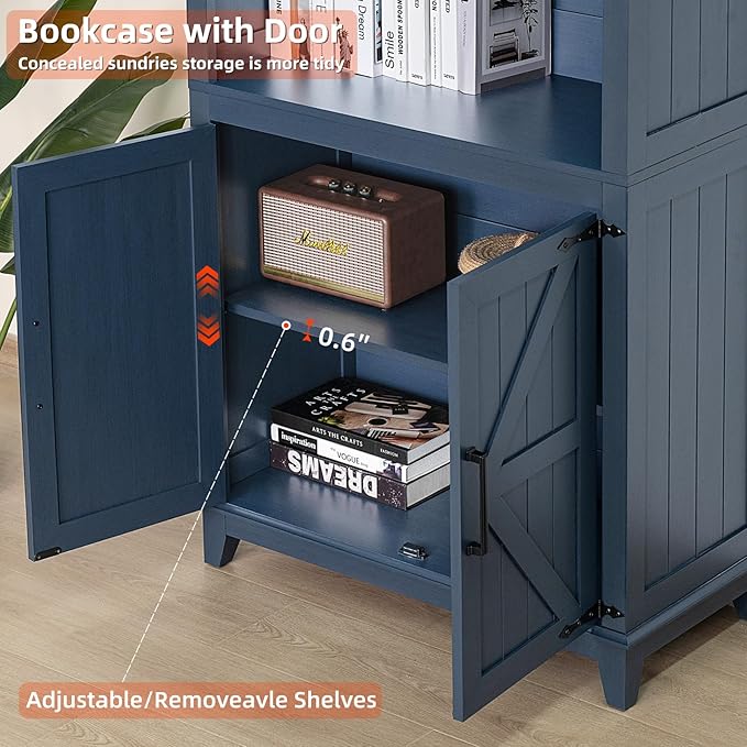 70in Tall Bookshelf 5 Tier Bookcase - Image 7