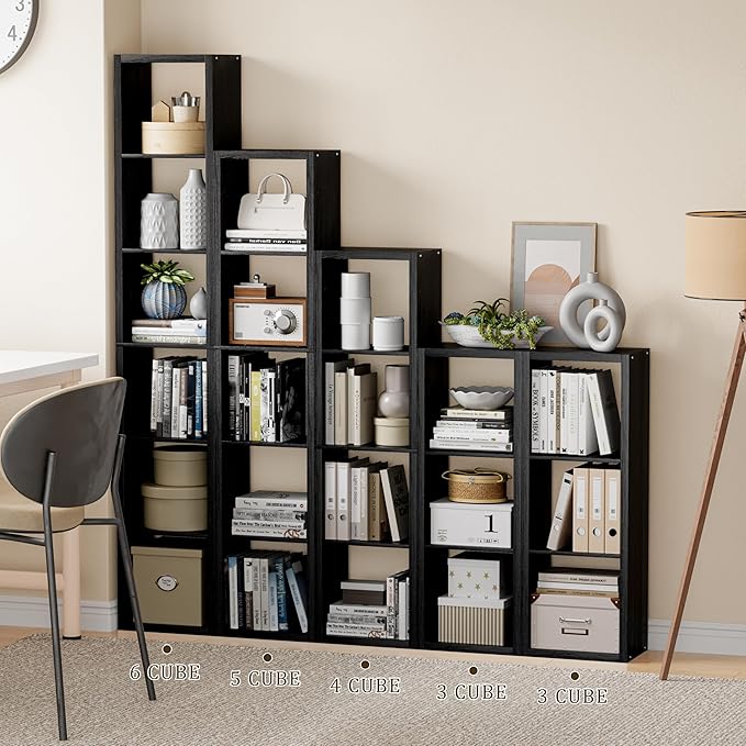 Cube Storage Organizer Bookcase, Small 4 Tier 11 inch Open Back Cubical Shelf - Image 4