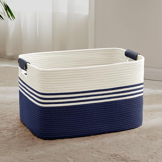 72L Large Laundry Basket with Leather Handles by SunNewt