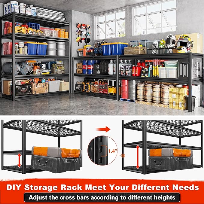 REIBII 78" H Garage Shelving, 5 Tier Storage Shelves Heavy Duty, 3000LBS - Image 7