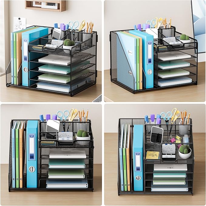Lavatino Desk Organizer, 5-Tier Metal Mesh Paper Letter Tray - Image 5