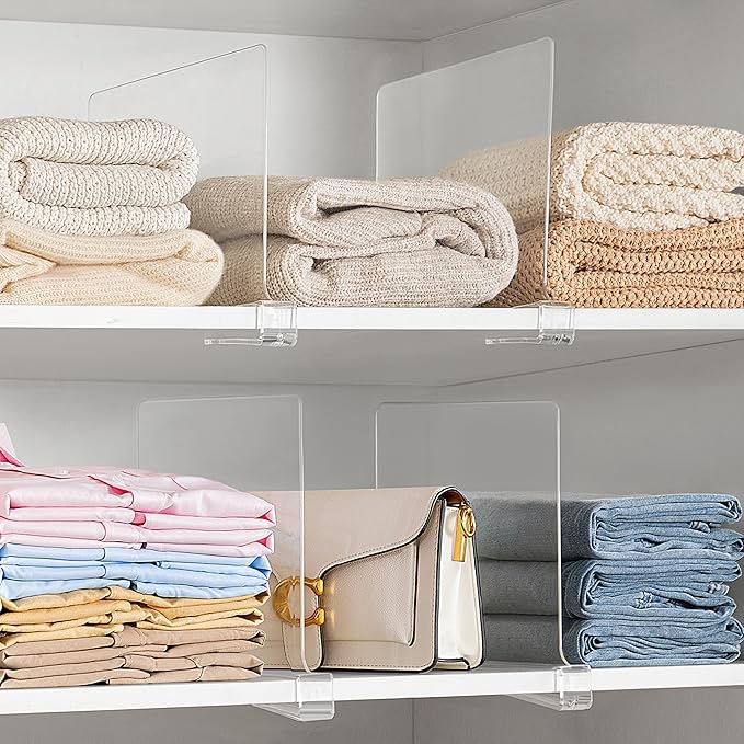HBlife 12 Inches Tall Clear Shelf Dividers, 16 Pack Purse Organizer - Image 6