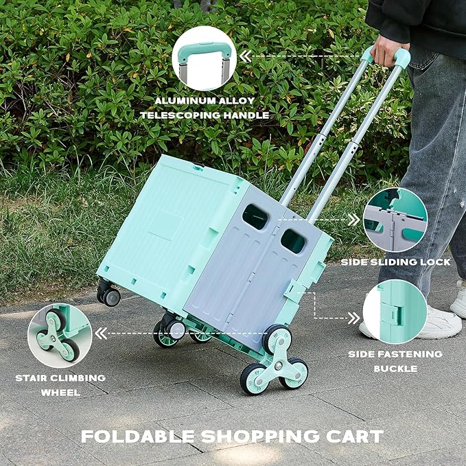 Utility Cart Foldable Shopping Cart Book Storage Cart, - Image 4