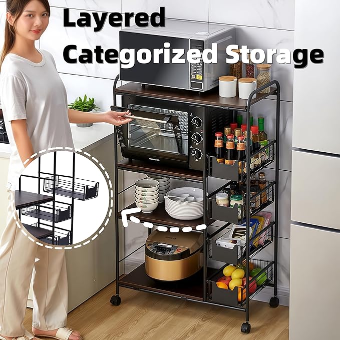 5-Tier Kitchen Carts on Wheels - Image 3