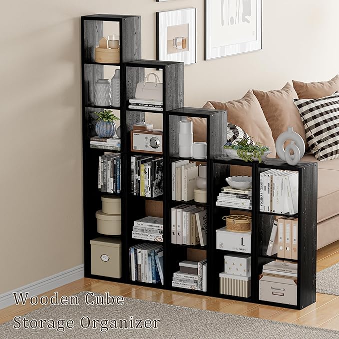 Cube Storage Organizer Bookcase, Small 4 Tier 11 inch Open Back Cubical Shelf - Image 5